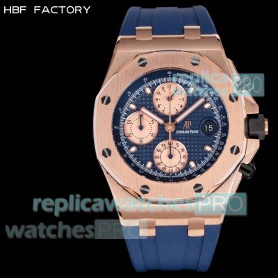 HBF Swiss Clone Audemars Piguet Royal Oak Offshore 26238OR Blue Face Rose Gold Watch 